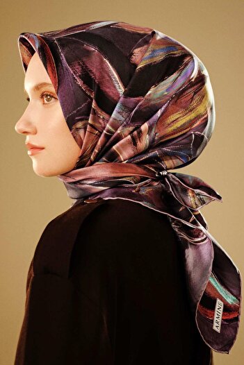 Armine Silk Scarf 2026 Winter - 9406-34 Purple Twill