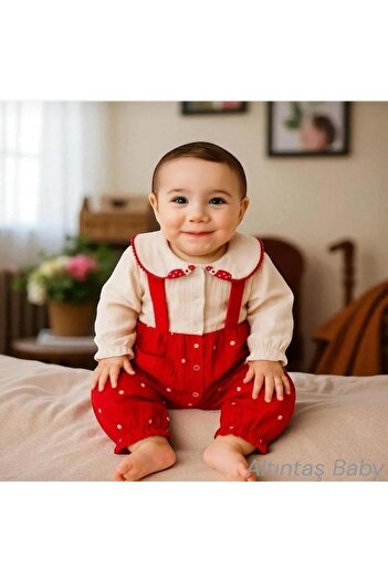ALTINTAŞ BABY Mushroom Embroidery and Floral Collar Detailed Muslin New Season***Our Mega September Campaign Is a Short-Time Special Price