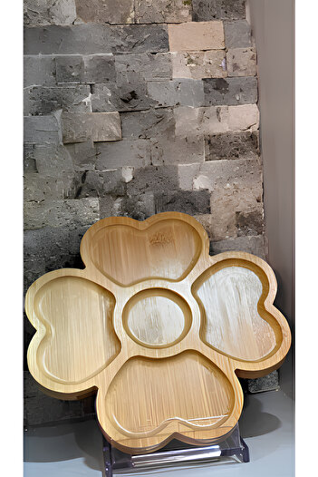 ARİN MODA Ari̇n Homtes Den Bamboo Multi-Purpose Presentation Plate Flower 2 Pieces