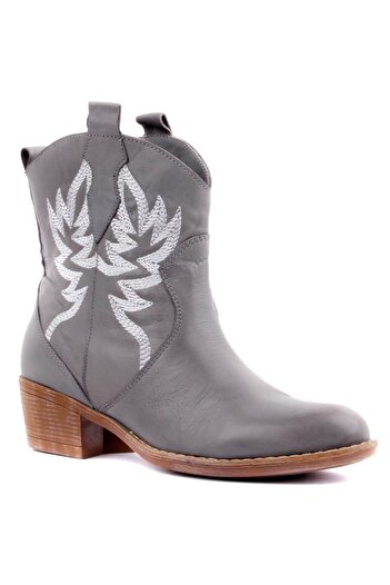 SailLakers Sail Lakers - Gray Leather Embroidered Women's Boots