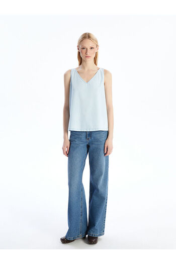 LC Waikiki Indigo V-Neck Jean Blouse