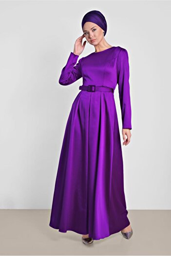 Alvina Belted Satin Dress 4227