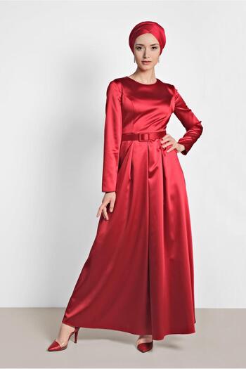 Alvina Belted Satin Dress 4227