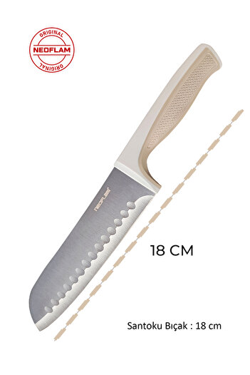 NEOFLAM Fika Microban Santoku Bıçak 18 Cm, Bej