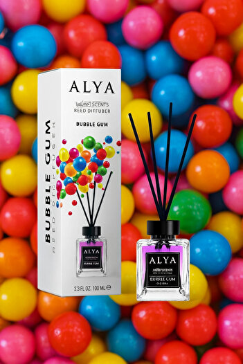ALYA Odorizant de Cameră BUBBLE GUM – | Reed Diffuser cu Bețișoare din Ratan – 100 ml