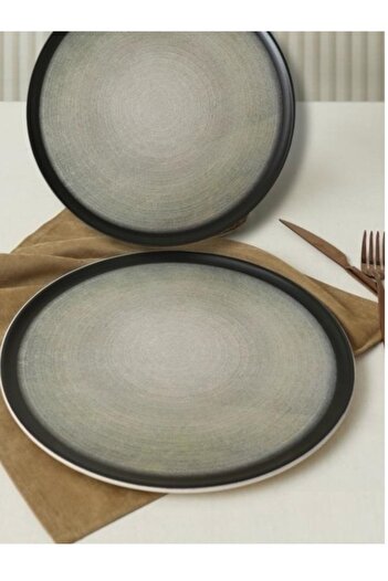 Keramika Pizza Plate 30 cm Matte Black Gray 2 Pieces