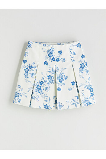 LC Waikiki New Season Floral Pleated Mini Skirt with Zipper at the Waist - S5Ps80Z8
