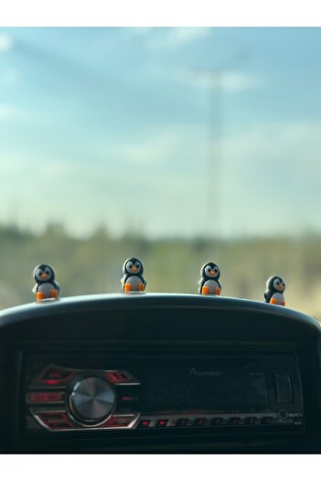 Balkhoon 4'lü Mini Penguen Set Araba Süsü Dikiz Aynası Süsü Oto Aksesuar Hediyelik Eşya