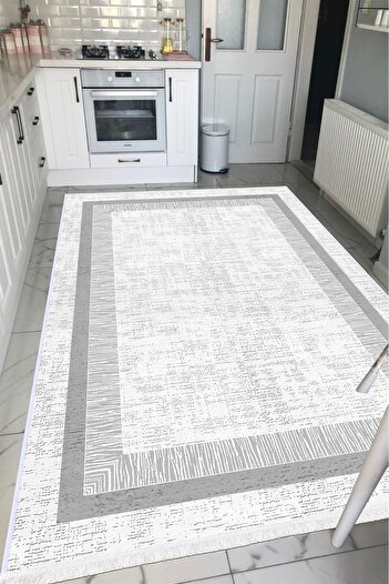 VOPTEKS Gri Halı Salon Halısı Makinede Yıkanabilir Halı Kaymaz Taban Halı