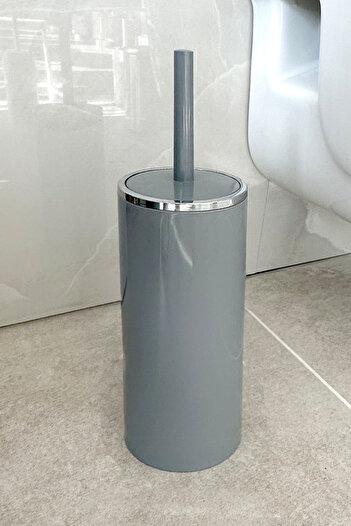 Prima Nova Lenox 5 Lt Pedal Bathroom Trash Bucket Toilet Brush Set Gray 2 Pieces