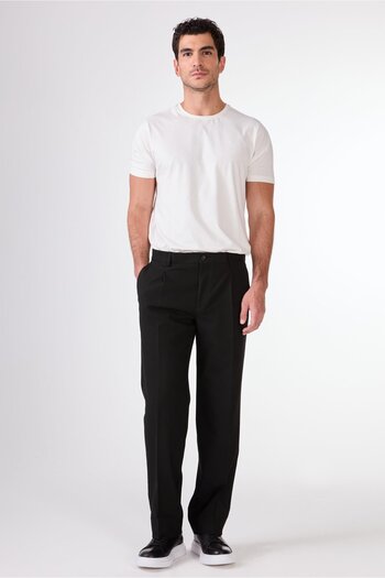 Dufy Black Men's Regular Fit Straight Classic Trousers