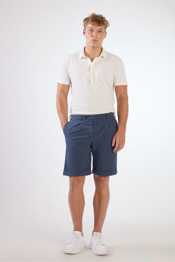 Dufy Indigo Men's Slim Fit Seersucker Patterned Shorts