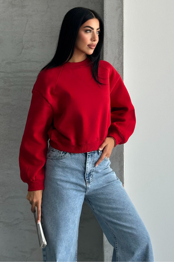 macharel jeans 5955 Zero Collar Crop Sweatshirt