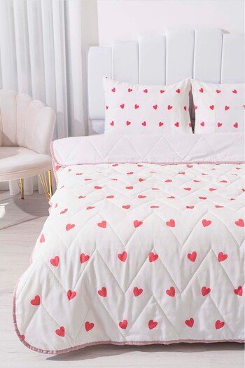 Rivaİstanbul Red Heart Quilted Double Cotton Pique & Bedspread