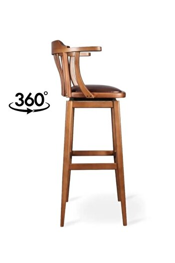 Gazzini Furniture Arven Döner Ahşap Bar Sandalyesi