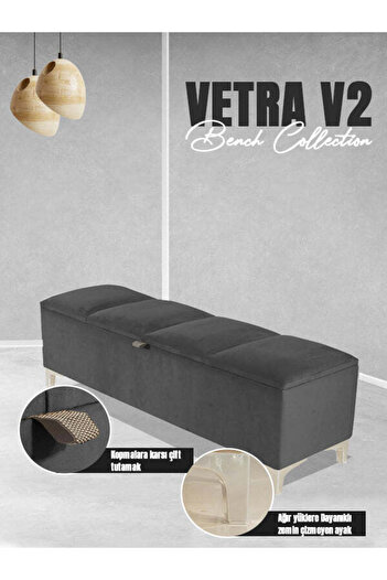 Gazzini Furniture Vetra V2 Sandıklı Bench Puf