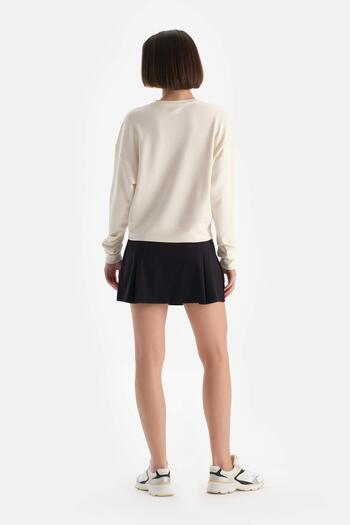 Dagi Ecru Active Women's Modal Sweatshirt with Piping Detail