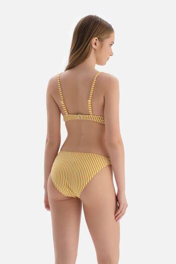 Dagi Yellow Striped Low Waist Bikini Bottom