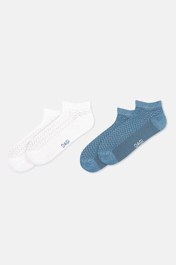 Dagi White-Indigo Women's 2-Piece Zigzag Patterned Bamboo Booties Socks