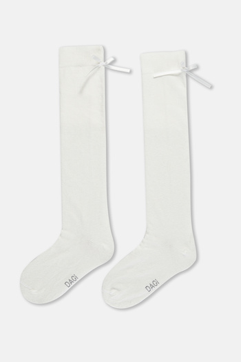 Dagi Ecru Girl's Bow Knee Socks