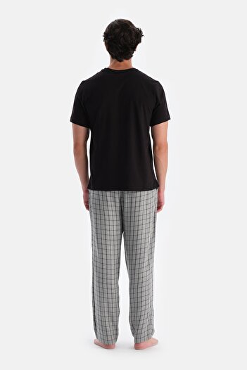 Dagi Gray Plaid Viscose Woven Trousers