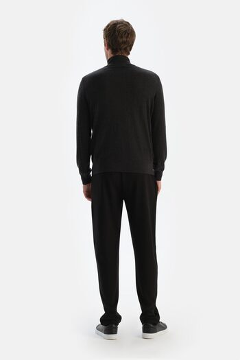 Dagi Anthracite Men's Cashmere Blend Zipper Collar Knitwear