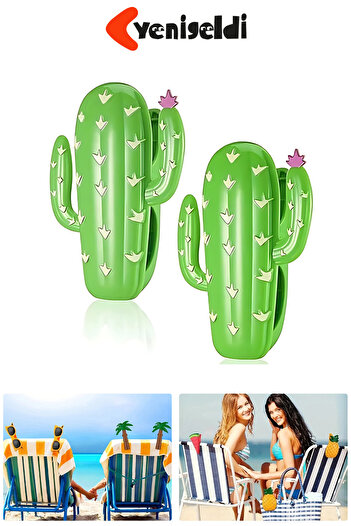 Yenigeldi 2 Pcs Cactus Beach Towel Peg Clips - Fun, Wind-Resistant and Strong Hold