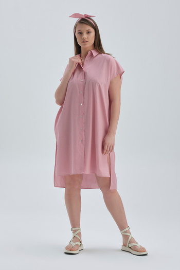 Dagi Red Shirt Collar Cotton Shirt Pareo