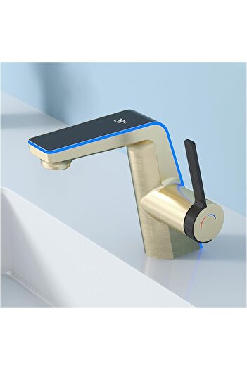 OEM Smart Digital Temperature Led Screen Bathroom Sink Faucet Mat Gold 2 Flow Adjustment Imported 7 Years Warranty