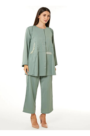 MOiSTREET Light Green Zoom Top and Pants Set