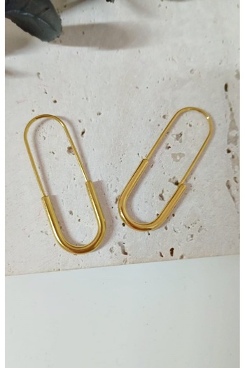 mos&more Stainless Steel Paperclip Stylish Casual Earrings