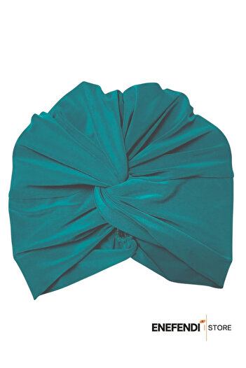NF ND ENEFENDİ Knotted Outer Bonnet Petrol Blue |   Ready Tied Society Half Shawl Model |   Hijab Comfortable and Stylish Bonnet