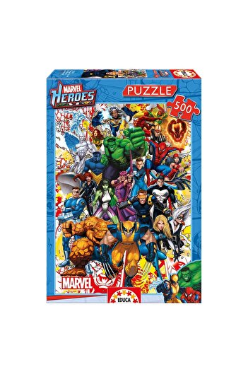 EDUCA Puzzle - Marvel Heroes, 500 pieces, includes puzzle glue