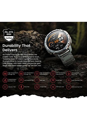 Kospet TANK T 3 Ultra Smartwatch for Men | Special Edition Waterproof with GPS and Metal Strap