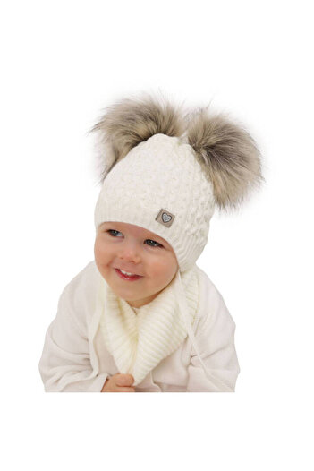 fantasialand Winter set for girls, hat and white scarf Poliana