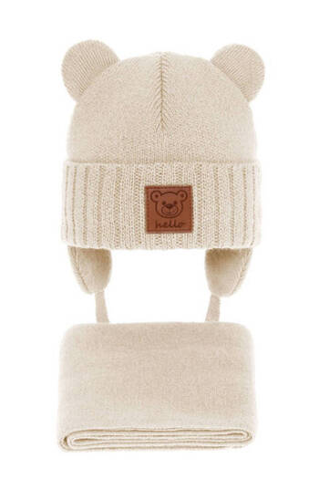 fantasialand Winter Set for Boys, Hat and Scarf, Cream, Petit Model