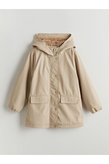 LC Waikiki Beige Hooded Girl's Coat