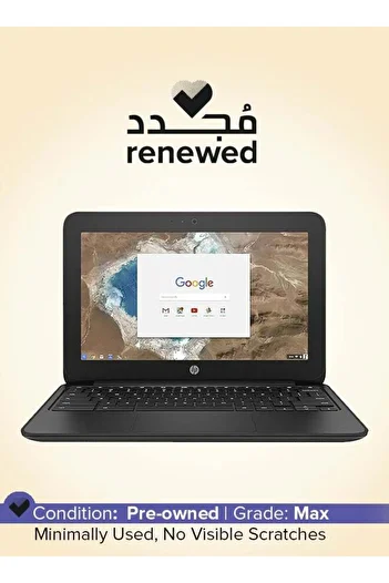 HP Renewed Chromebook G5, 11.6", Intel Celeron, 4GB RAM, 16GB eMMC, ChromeOS, Black