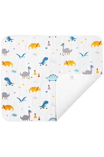 FizioTab Aleza impermeabila copii, FizioTab®, 80x100 cm, absorbanta si lavabila, refolosibila, Dinozauri