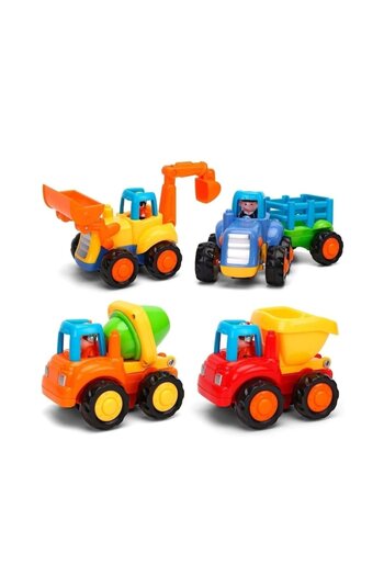 OEM Set 4 Masinute, Vehicule de constructie, pentru bebelusi, multicolor, 18 luni+