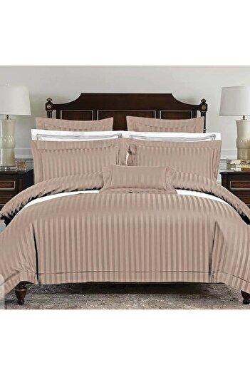 Doltri 3-Piece Striped Cotton Sateen King Bedsheet Set – 150 TC, 1 Bedsheet + 2 Pillow Covers