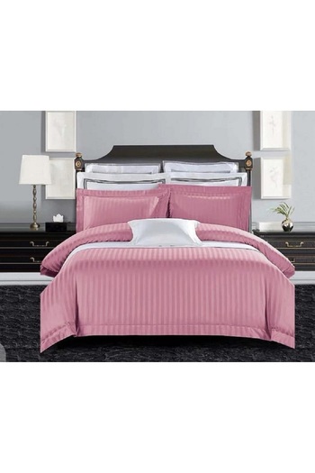 Doltri 3-Piece Striped Cotton Sateen King Bedsheet Set – 150 TC, 1 Bedsheet + 2 Pillow Covers