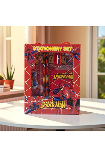 The Cloudish Shop 6 Pieces Stationery Set Boxed Pencil Ruler Eraser Sharpener Notebook Spider Man