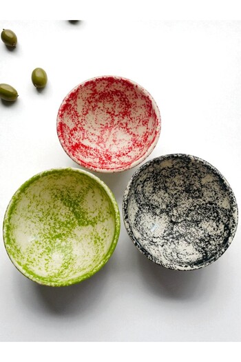 GALATA GIFT Ceramic, Tile Patterned Mini Bowl, Breakfast, Three (3) Sauce Bowls, Snack Bowl, Sauce Bowl and Jam Bowl - 8cm