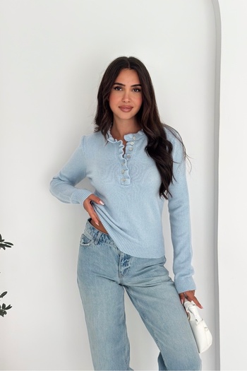 Noi Belis Pulover tricotat cu nasturi Taka cu volane AW25KZ0003