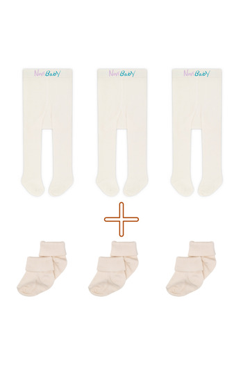 Novibaby 3-Piece Baby and Kids Cotton Pantyhose & Newborn Bamboo Baby Socks Set with Soft, Stretchy Construction
