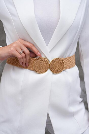 Descoin Elastic İtal Straw Women's Belt, Jacket Belt, Dress Belt,