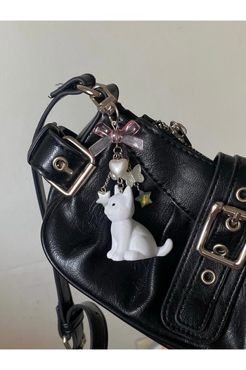 bettymettys Big White Cat Bow Fairycore Coquette Bag Charm Keychain