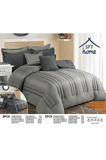 Gerenic Plain double-sided bedspread, suitable for a 140 x 200 cm mattress / 170 x 230 cm quilt, 5-piece set
