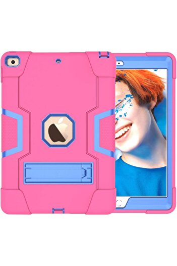SIGLOO Husa robusta Apple iPad 9th 8th 7th 10.2 inci Protectie Completa Stand Anti Soc roz bombon